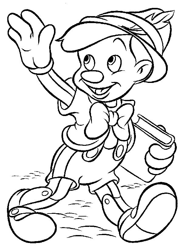 coloriage Pinocchio va a l ecole